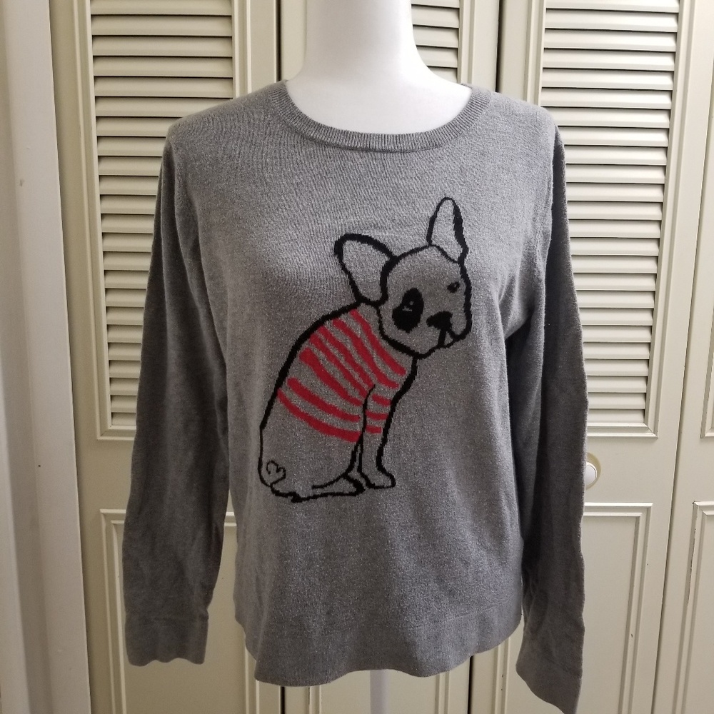 Banana Republic Lg gray sweater w/ dog